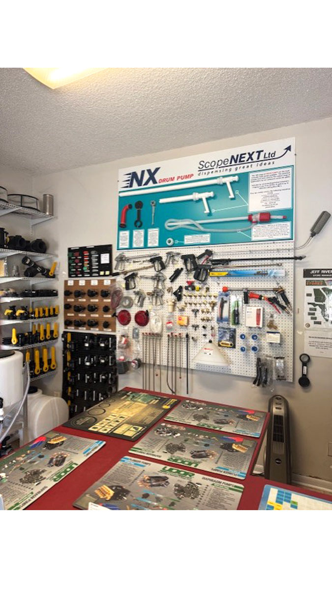 Chemical Containers Ft Pierce location - fitting and spray tip display