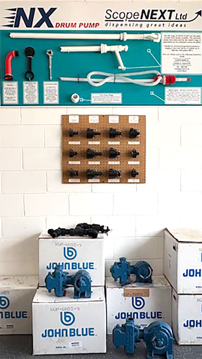 Chemical Containers Lyons store - inside John Blue pump fittings display