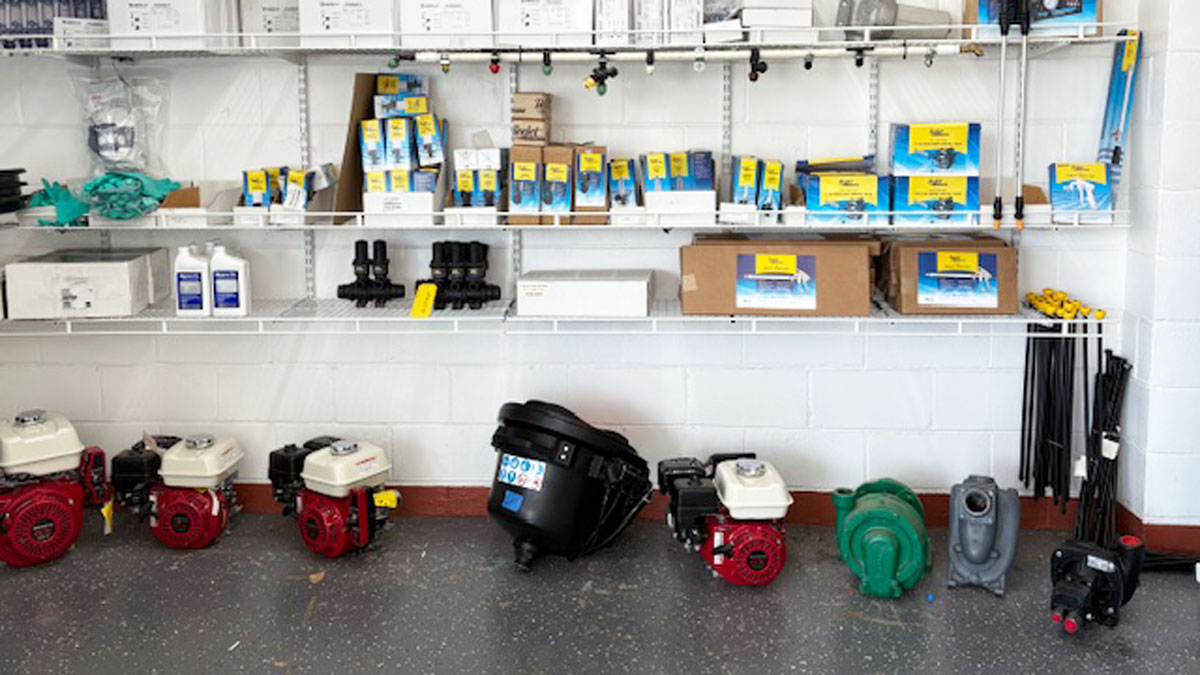 Chemical Containers Lyons store - inside liquid pumps and spray tips display