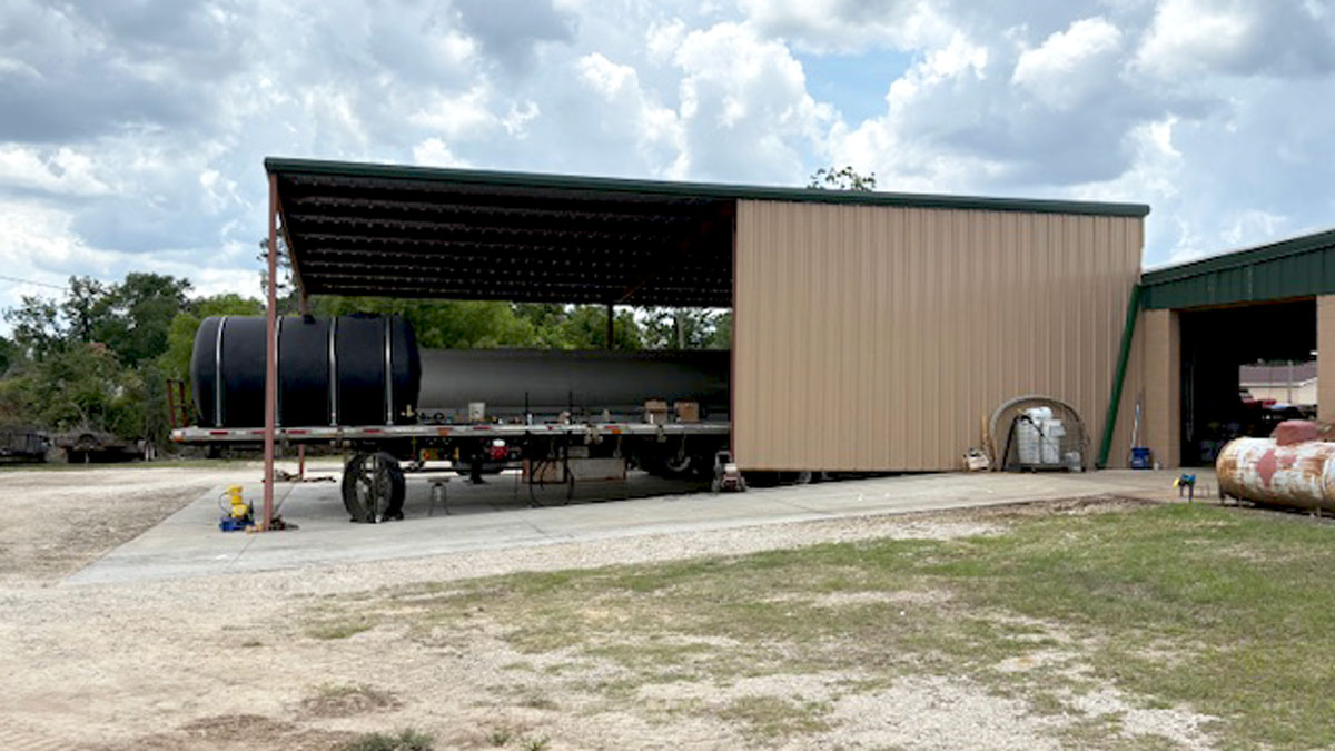 Chemical Containers Lyons store - outside pole barn machine repair and custom equipment shop